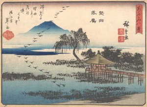 Rückkehrende Gänse in Katata, 1857 von Ando Hiroshige