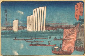 Segelboote, aus der Serie Zwölf Ansichten von Edo von Ando Hiroshige