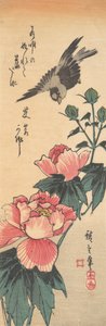 Spatz und Hibiskus von Ando Hiroshige