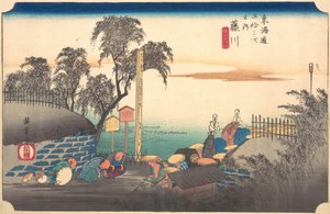 Station Achtunddreißig: Fujikawa, Szene an der Grenze, aus den Dreiundfünfzig Stationen, ca. 1833-34 von Ando Hiroshige