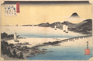 Abendglühen in Seta Seta sekisho, aus der Serie Acht Ansichten der Provinz Omi, 1834-35