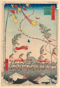 Stadt blüht mit Tanabata-Festival (Shichu han-ei, Tanabata matsuri) aus der Serie Einhundert Ansichten von Edo von Ando Hiroshige