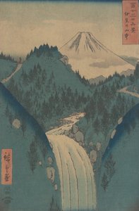 Blick auf den Fuji-san von den Bergen in der Provinz Izu Izu no Sanchu, aus der Serie..., 1858