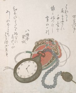 Westliche Taschenuhr aus der Frühlingsregen-Sammlung Harusame shu, Bd. 3, datiert 1823 von Ando Hiroshige