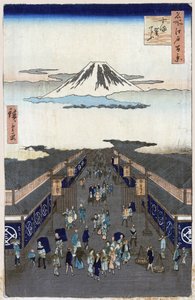 Surugacho (Hundert berühmte Ansichten von Edo) von Ando or Utagawa Hiroshige