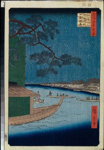 Der Kiefernbaum des Erfolgs und Oumayagashi am Asakusa-Fluss (Hundert berühmte Ansichten von Edo) von Ando or Utagawa Hiroshige