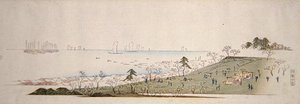 Kirschblütenzeit, Menschen picknicken in Gotenyama von Ando or Utagawa Hiroshige