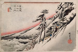 Klares Wetter nach Schnee, Kameyama", aus der Serie "Die dreiundfünfzig Stationen des Tokaido"