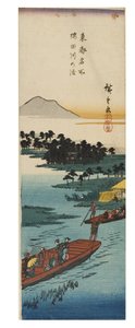 Überquerung am Sumidagawa-Fluss aus der Serie Berühmte Ansichten der östlichen Hauptstadt, ca. 1837-1838 (Holzschnitt auf Papier) von Ando or Utagawa Hiroshige