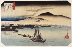 Landende Gänse bei Katada von Ando or Utagawa Hiroshige