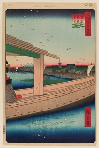 Fernblick auf den Kinryuzan-Tempel und die Azuma-Brücke von Ando or Utagawa Hiroshige