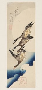 Gänse fliegen über den Vollmond von Ando or Utagawa Hiroshige