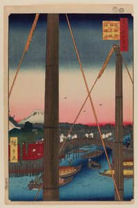 Inari-Brücke und Minato-Schrein, Teppozu von Ando or Utagawa Hiroshige