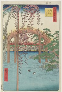 Kameido Tenjin Schrein, Juli 1856 von Ando or Utagawa Hiroshige