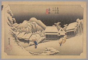 Kanbara: Nachtschnee (Kanbara, yoru no yuki) von Ando or Utagawa Hiroshige