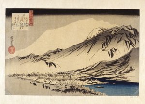 Verweilender Schnee auf dem Berg Hira von Ando or Utagawa Hiroshige