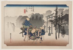 Mishima: Morgennebel (Mishima, asagiri) (Farbholzschnitt) von Ando or Utagawa Hiroshige