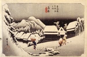 Nachtschnee in Kanbara, #16 von Ando or Utagawa Hiroshige