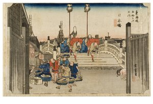 Nihonbashi: Morgenansicht aus der Serie Die dreiundfünfzig Stationen des Tokaido, ca. 1831-1834 von Ando or Utagawa Hiroshige