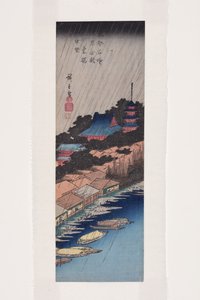 Regen an der Azuma-Brücke unterhalb des Kinryūzan-Tempels in Asakusa von Ando or Utagawa Hiroshige
