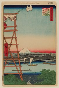Ryogoku Ekoin und Moto-Yanagibashi Brücke von Ando or Utagawa Hiroshige