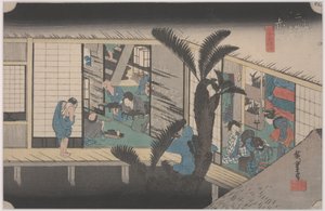 Szene in einem Gasthaus von Ando or Utagawa Hiroshige