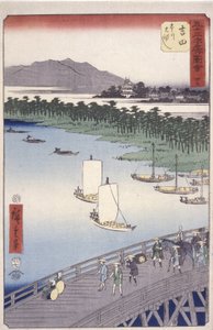Station 35, Yoshida; Kyoka Tokaido Serie (Figuren im Vordergrund)