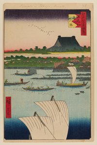 Teppozu und Tsukiji Honganji-Tempel von Ando or Utagawa Hiroshige