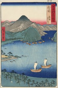 Der Kiefernwald von Kebi in Tsuruga in der Provinz Echizen, Nr. 31 aus der Serie Bilder berühmter Orte in den sechzig Provinzen, 1853 von Ando or Utagawa Hiroshige