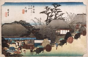 Das Teehäuschen am Laufenden Brunnen, Otsu, aus der Serie "Die dreiundfünfzig Stationen des Tokaido" von Ando or Utagawa Hiroshige
