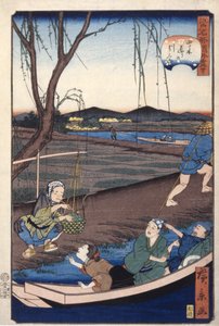 Schleppboot bei Yotsugi Dōri [40] (Yotsugi Dōri no Hikifune) von Ando or Utagawa Hiroshige