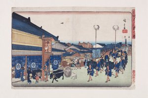 Blick auf Shinbashi (Farbholzschnitt) von Ando or Utagawa Hiroshige