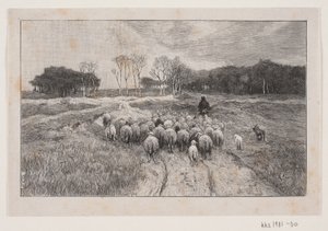 Landschaft mit Schafen und Hirten von André Bork