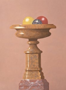 Marmorkrug, rote, schwarze und gelbe Marmorkugeln von Andras Kaldor