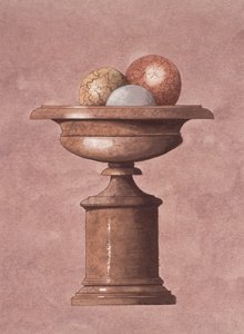 Marmorkrug, braune, blaue und gelbe Kugeln von Andras Kaldor