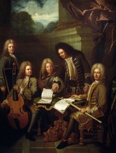 Komponist Michel de la Barre dirigiert Marin Marais und Flötisten der Kammer des Königs von Andre Bouys