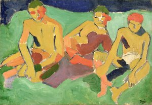 Drei Figuren auf Gras sitzend von Andre Derain