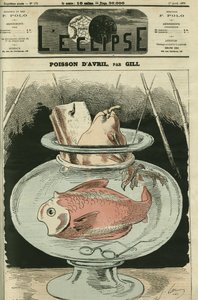 Aprilfisch, der Fisch ist Adolphe Thiers (1797-1877). Titelbild in 