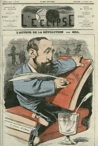 Karikatur von Jules Claretie (1840-1913), französischer Romanautor, Dramatiker und Kritiker. Titelblatt in „L