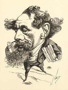 Karikatur von Charles Dickens, der den Ärmelkanal überquert, 1868