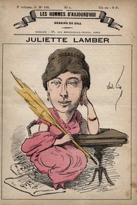 Karikatur von Juliette Adam Lambert 1836-1936, eine französische Autorin und Feministin - aus 