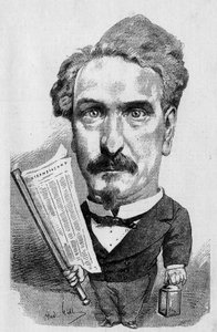 Zeichnung von André Gill, die Henri Rochefort (1831-1913), französischer Journalist und Politiker, darstellt. In „Die illustrierte Welt“ von Andre Gill
