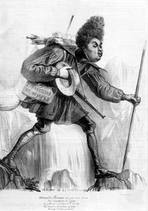 Humoristische Zeichnung über Alexandre Dumas Père - in „Charivari“, circa 1840 von Andre Gill