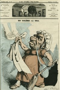 In Wut, eine Illustration einer Frau, die ihre Schürze macht. Titelbild in „L