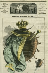 Schadinsekten, die Monarchie als Kakerlake für die Ausstellung des Cercle Agricole et Horticole du Luxembourg. Titelblatt in „L