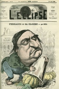 Louis Ulbach dit Ferragus (1822-1889), Chefredakteur der Zeitung „La Cloche“, französischer Schriftsteller und Journalist. Titelblatt in „L