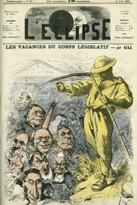An Feiertagen des Gesetzgebenden Körpers verlassen die Abgeordneten der Nationalversammlung den Palais Bourbon. Titelbild in „L