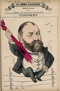 Porträt von Adolphe Cochery (1819-1900), französischer Anwalt und Politiker, Gründer der Ecole Superieure de Telegraphie. Karikatur von Gill, Paris.