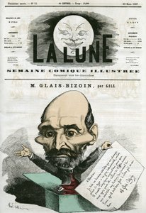 Porträt von Alexandre Glais-Bizoin (1800-1877), französischer Politiker und Gründer der Zeitung „La Tribune“. Karikatur von Gill, in „La Lune“, 10. März