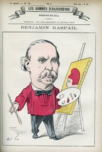Porträt von Benjamin Raspail (1823-1899), einem französischen Maler und Politiker, er war der Urheber des Gesetzes, das den 14. Juli zum Nationalfeiertag machte. Karikatur von Gill, Paris. von Andre Gill